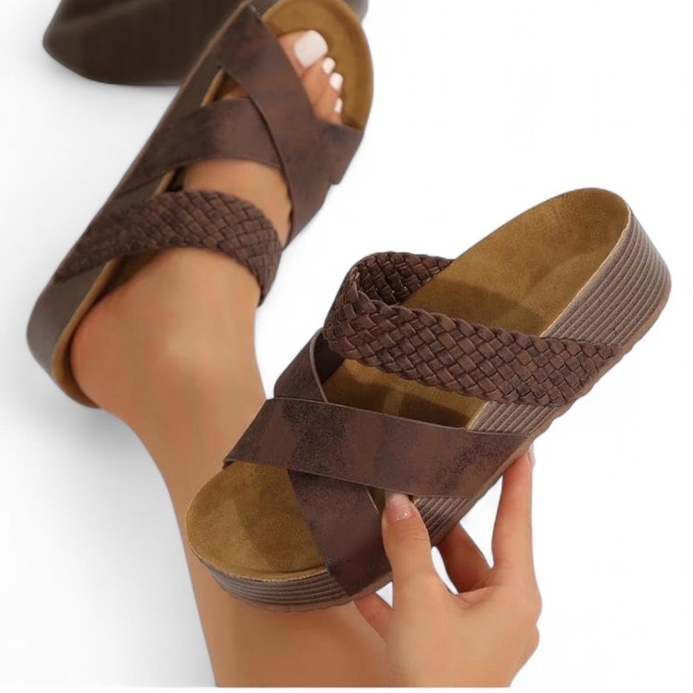 Elegant Brown Woven Sandals
